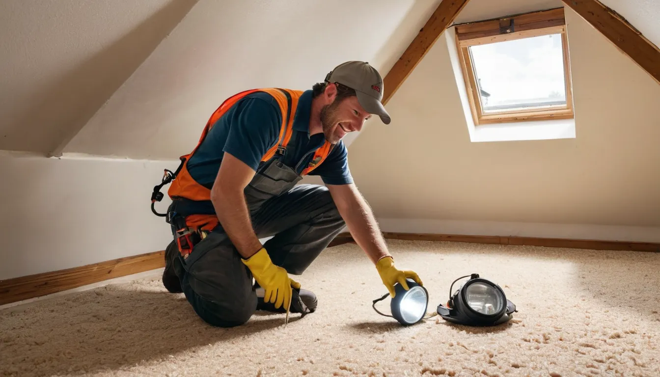 A friendly provider checking the attic of a frame home in Bloomfield for signs of rodents and wildlife